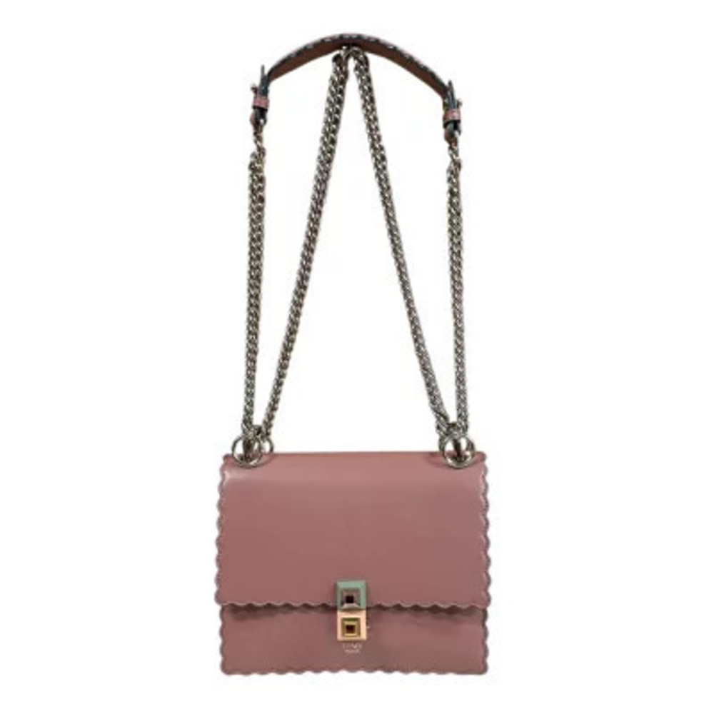Fendi Kanai Shoulder Bag Leather Pink Double Chain